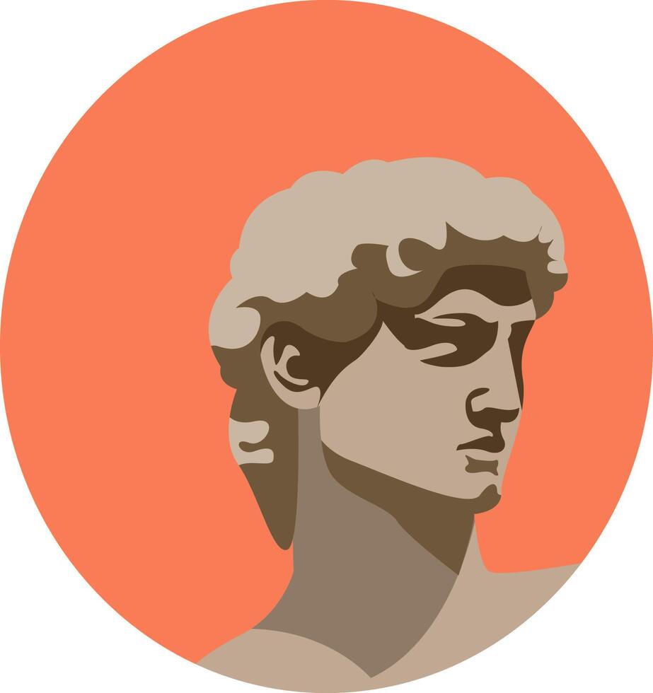 Estatua de Miguel Ángel, ilustración, vector sobre fondo blanco.