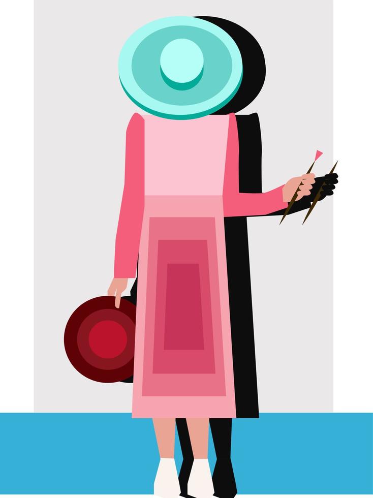 Pink girl, illustration, vector on white background.