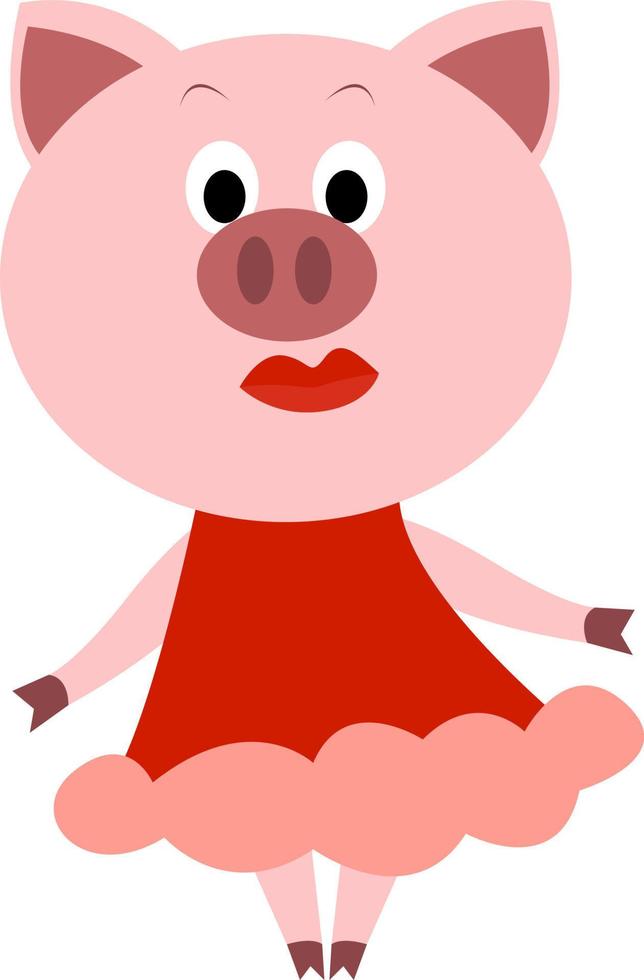 Woman pig, illustration, vector on white background.