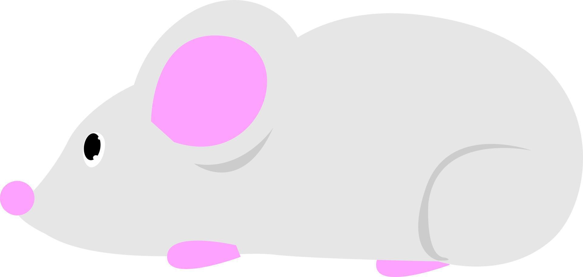 White mouse, illustration, vector on white background.