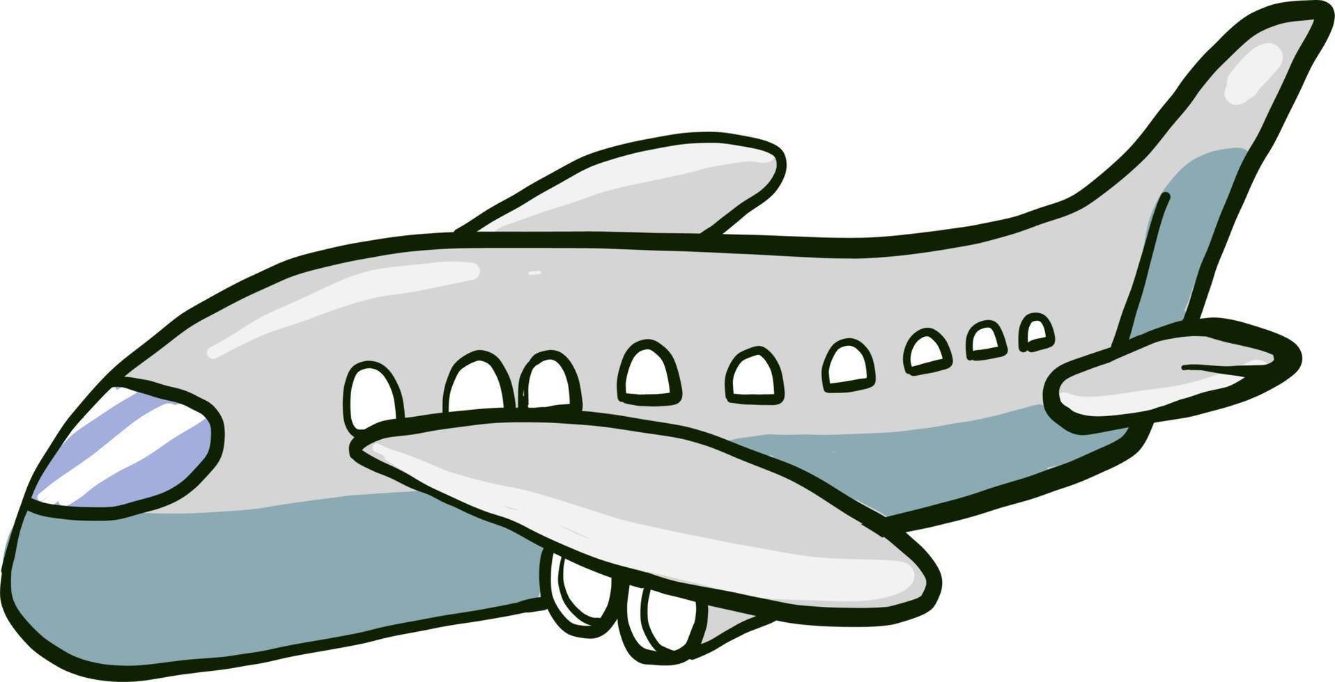 White airplane, illustration, vector on a white background.