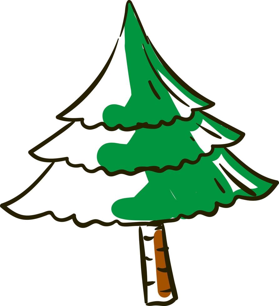 Snow tree drawing, illustration, vector on white background