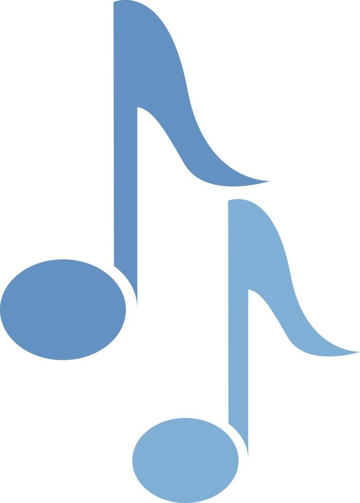 Two blue music notes, illustration, vector on white background.