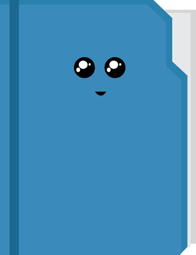 Blue notebook, illustration, vector on white background.