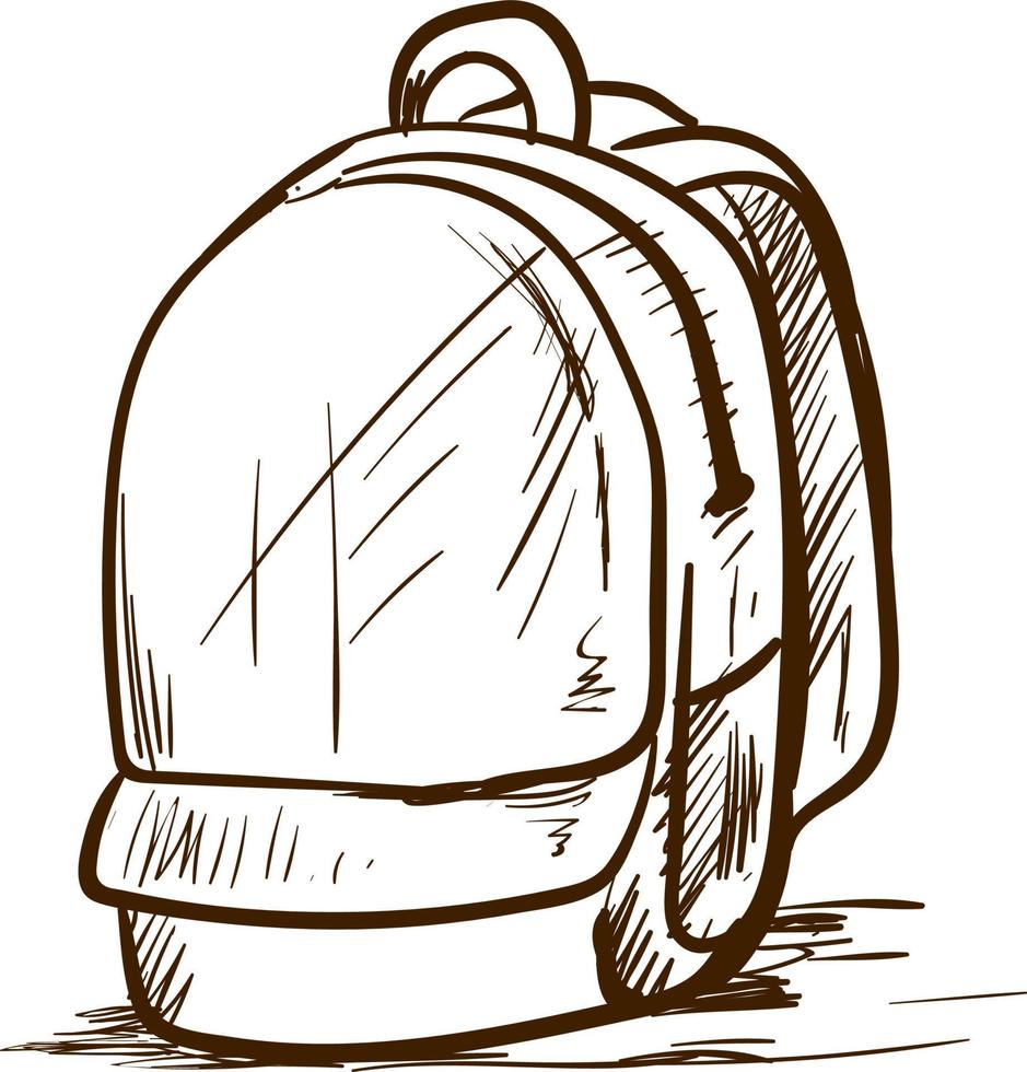 A backpack sketch, illustration, vector on white background.