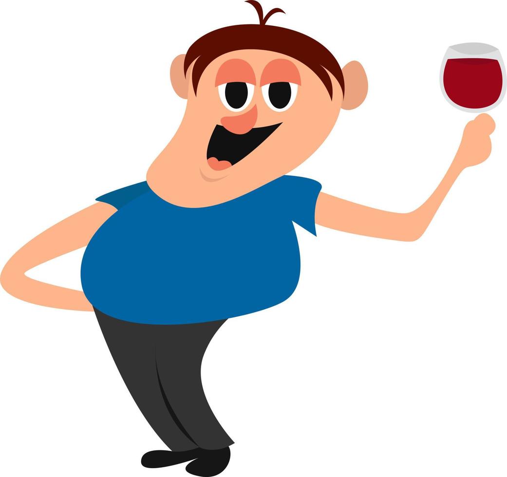 hombre con vino, ilustración, vector sobre fondo blanco