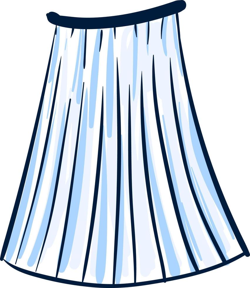 Blue skirt drawing, illustration, vector on white background.