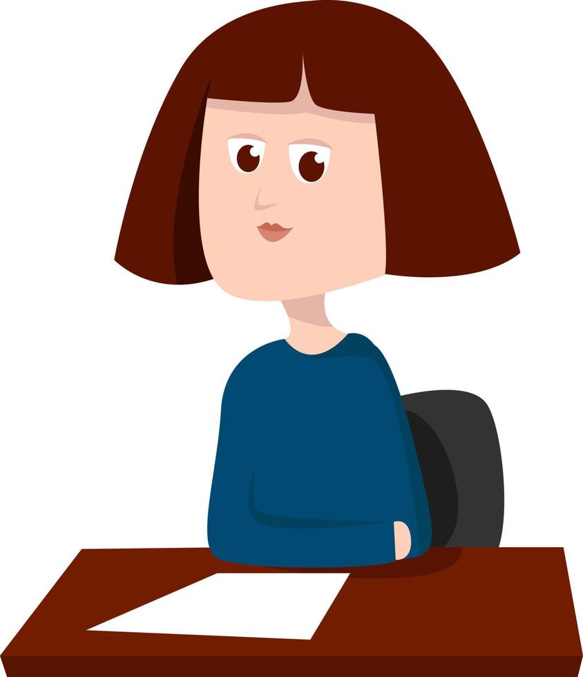 Woman working, illustration, vector on white background
