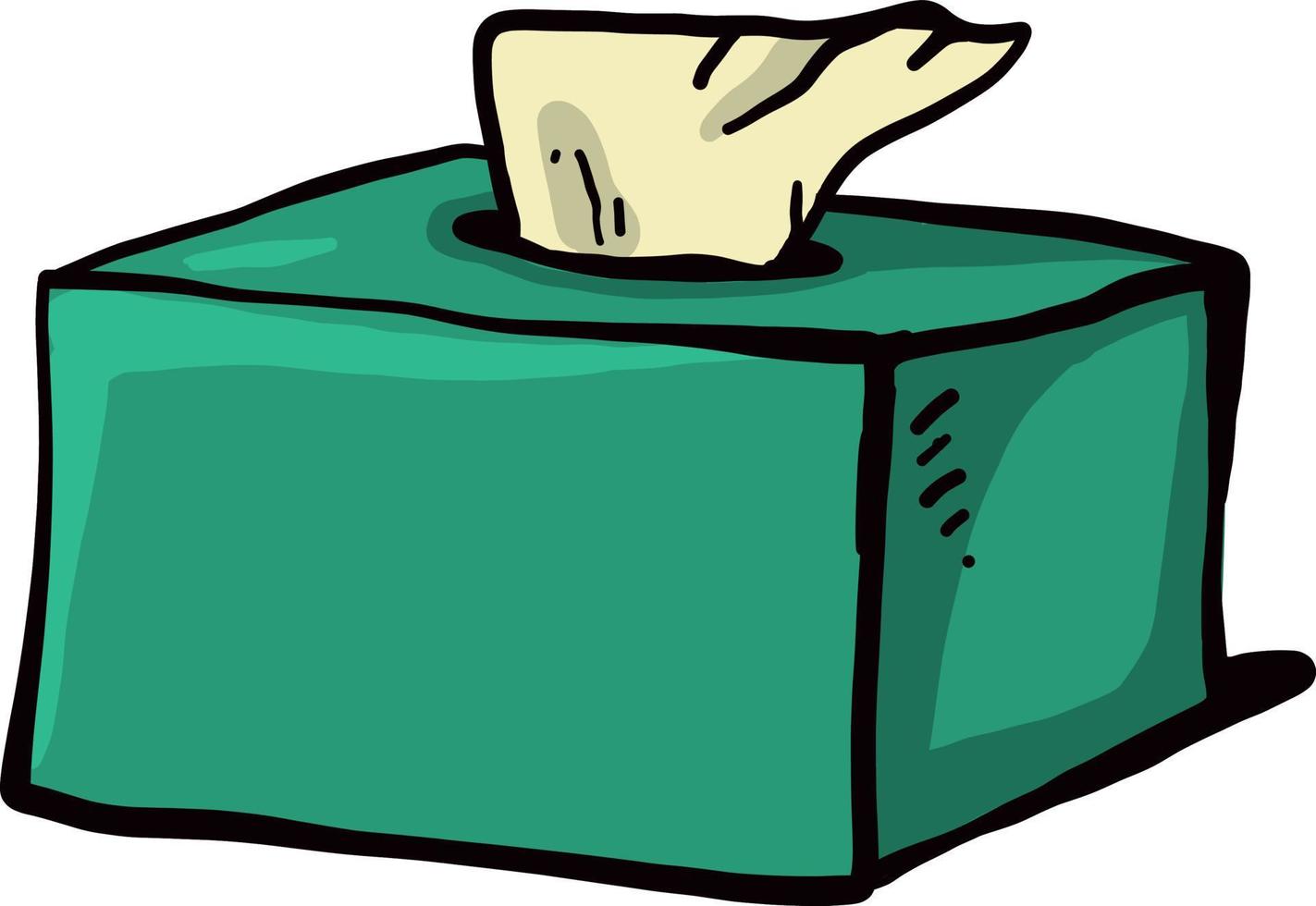 Caja de servilletas verde, ilustración, vector sobre fondo blanco.