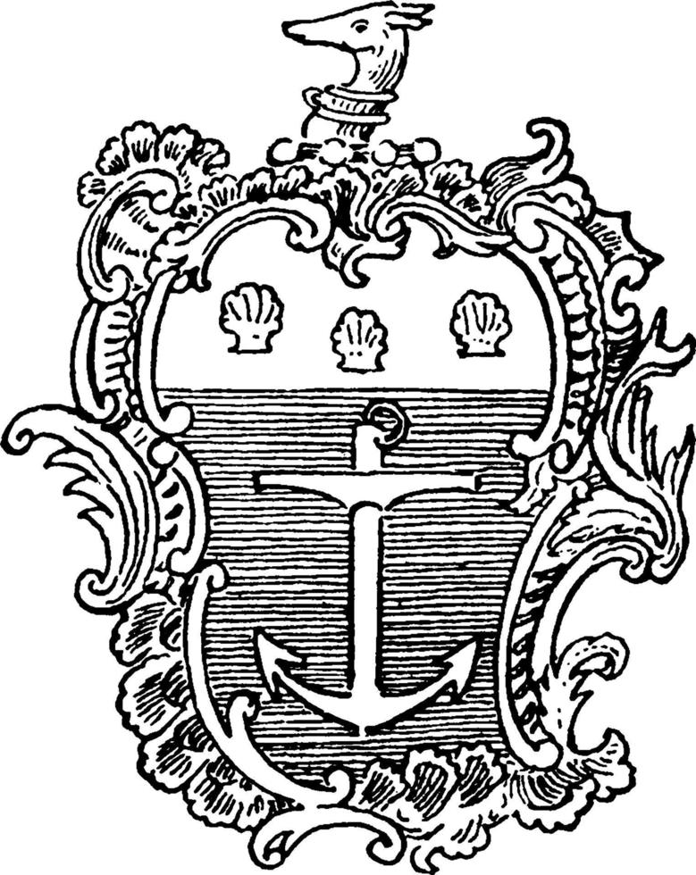 Rocaille Coquille, vintage illustration. vector