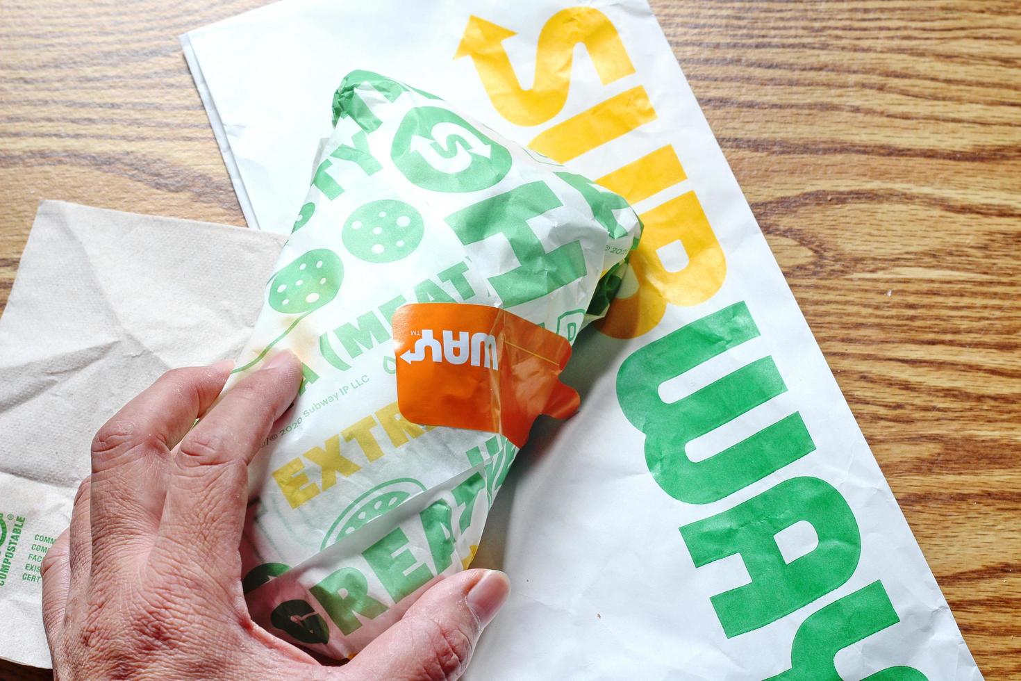 WASHINGTON, United States - March 20 2022  Subway Sandwiches at Subway Sandwiches Subway is a very popular fast food restaurant franchise in the United States. photo