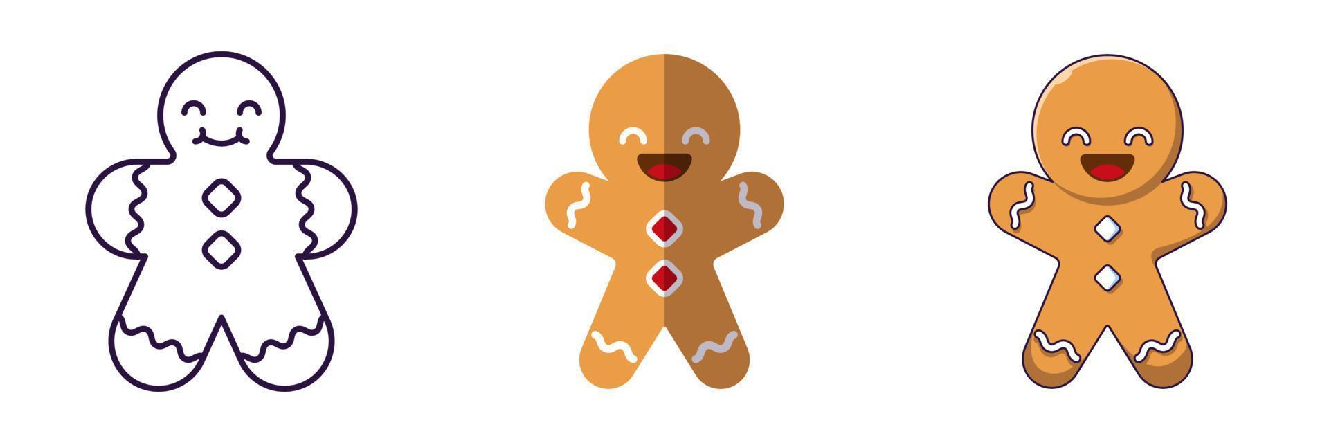 Merry Christmas and Happy New Year concept. Collection of icon of ginger man in line, flat and cartoon styles for web sites, adverts, articles, shops, stores vector