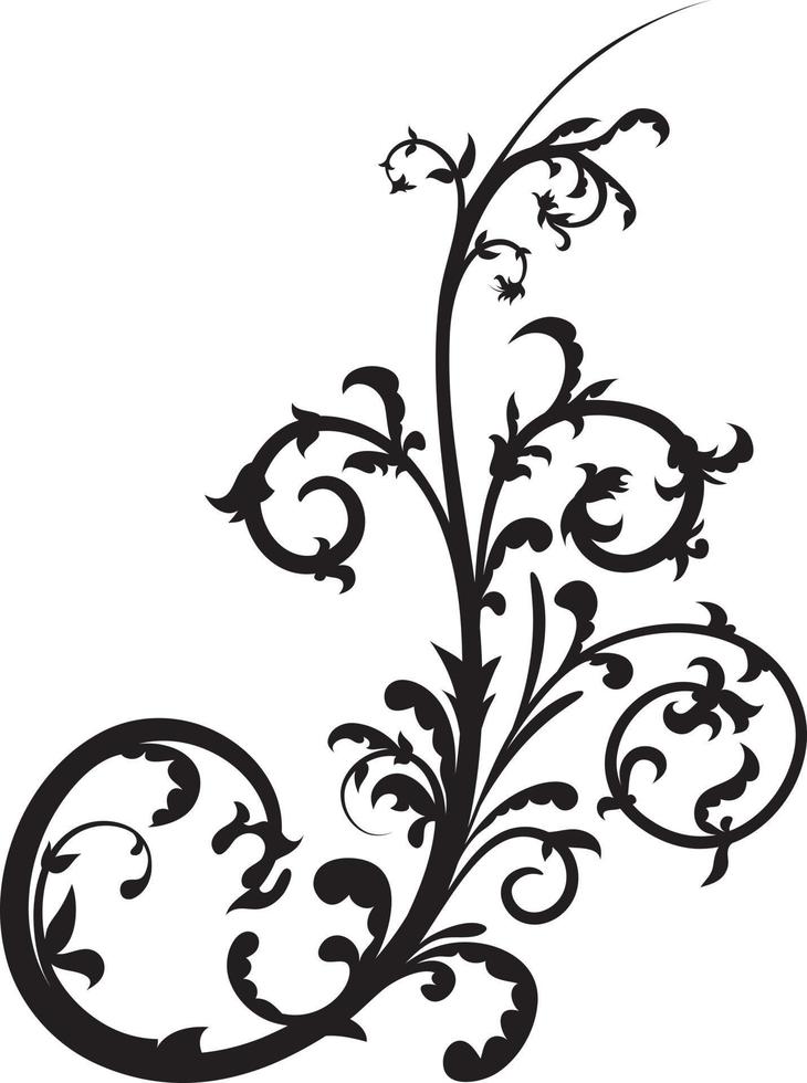 Black floral element silhouette vector