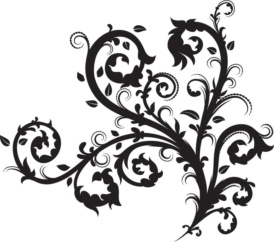 silueta de elemento floral negro vector