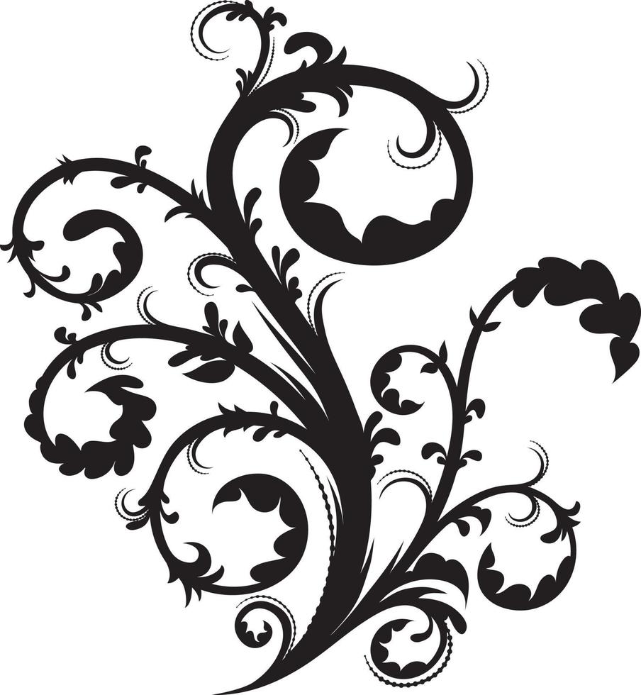Black floral element silhouette vector