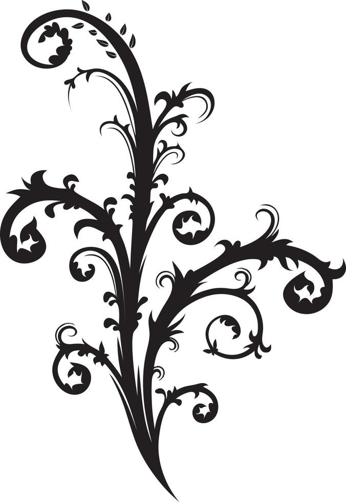 silueta de elemento floral negro vector