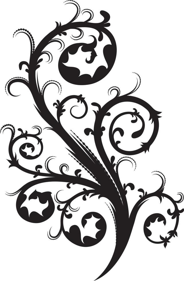 Black floral element silhouette vector