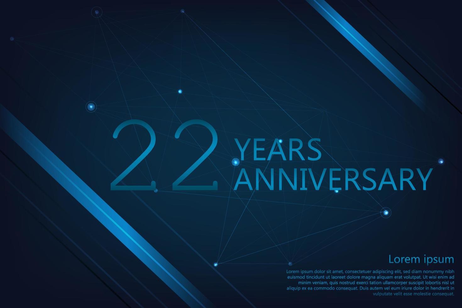 22 years anniversary banner. Poster template for celebrating anniversary event party. Vector illustration