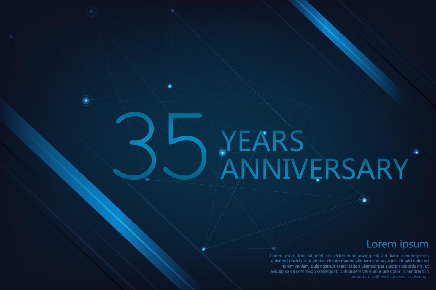 35 years anniversary banner. Poster template for celebrating anniversary event party. Vector illustration