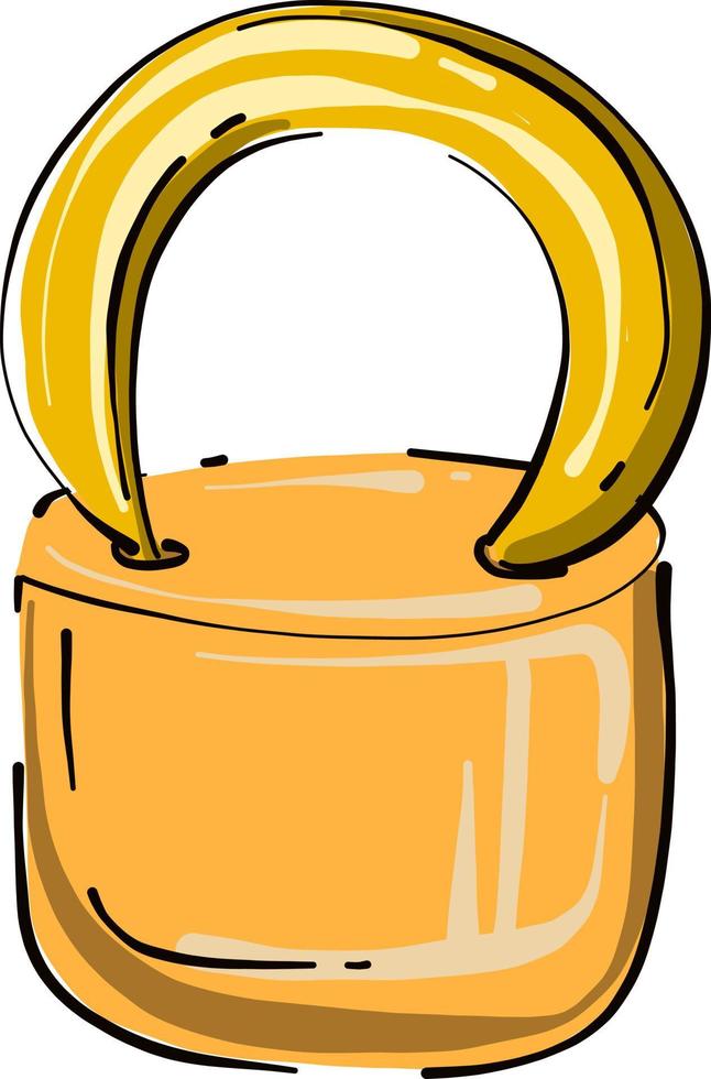 Yellow lock, illustration, vector on white background.