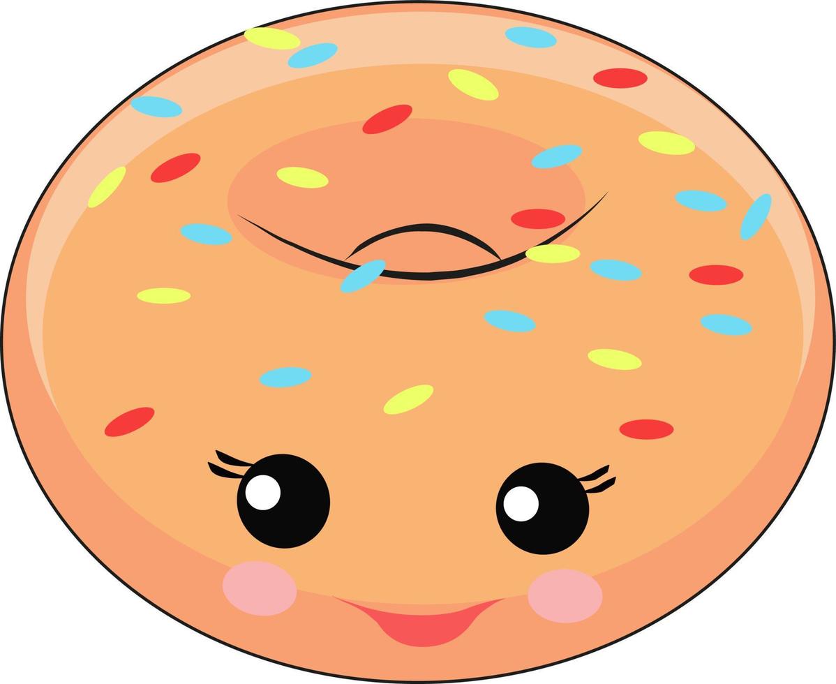 Cute donut, illustration, vector on white background