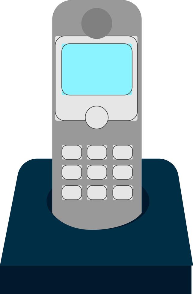 Home phone on base, illustration, vector on white background.