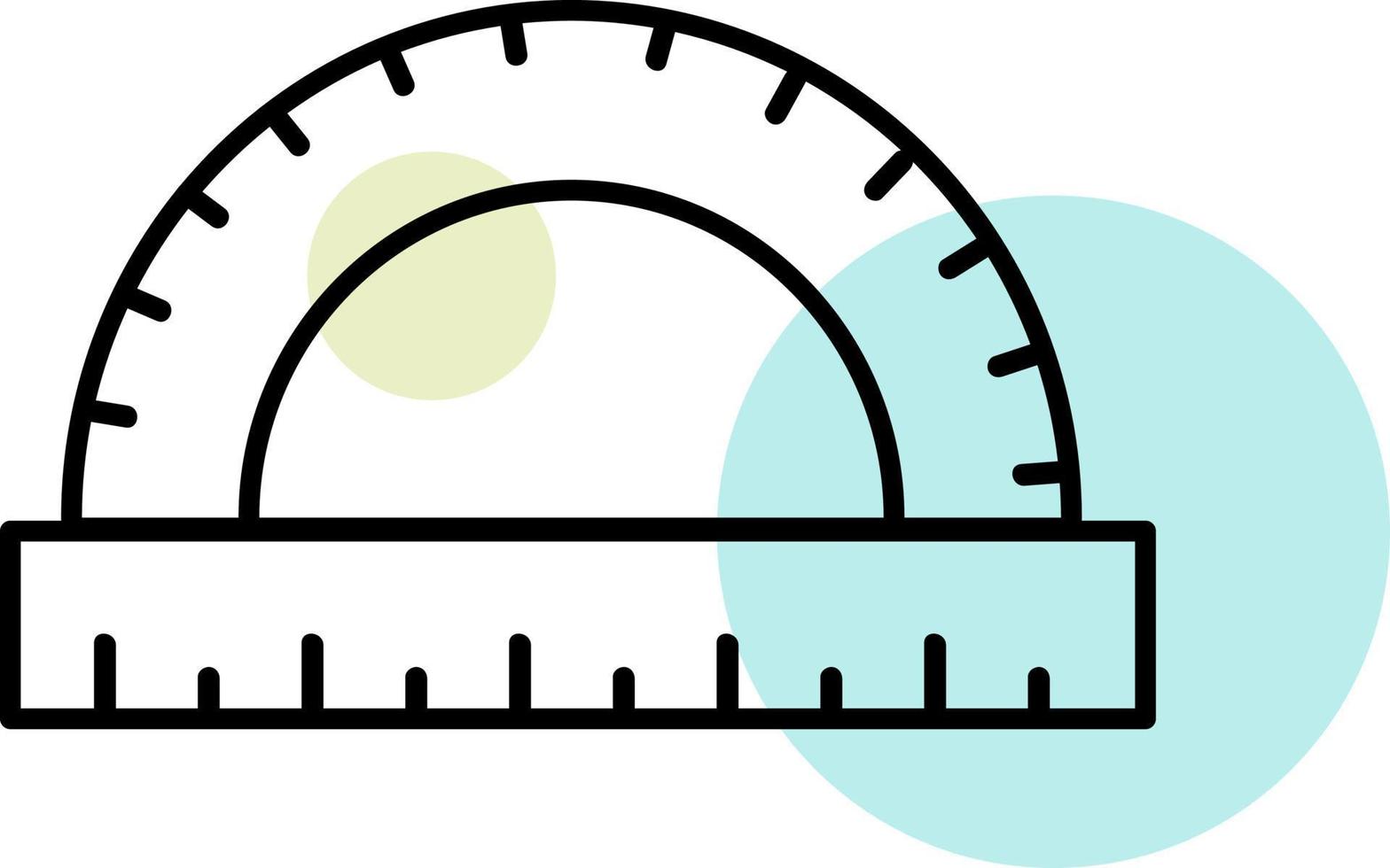 Regla de medio círculo azul, ilustración, vector sobre fondo blanco.
