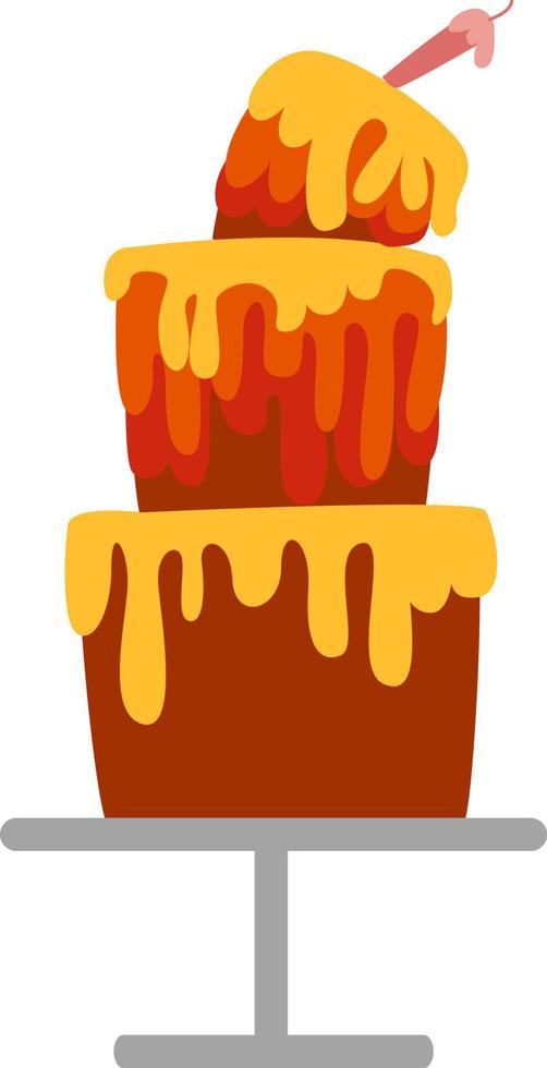 Tall red cake, illustration, vector on a white background.