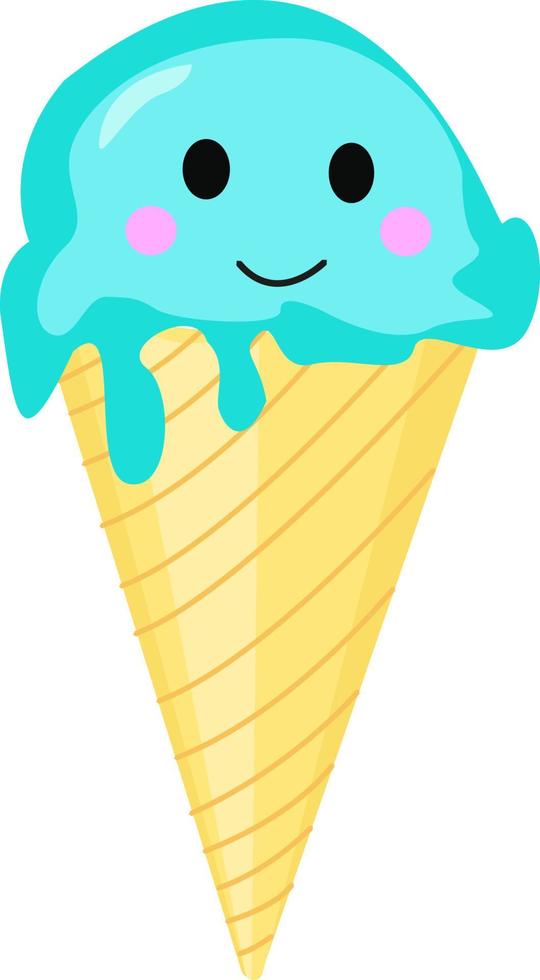 Cute ice cream, illustration, vector on white background.