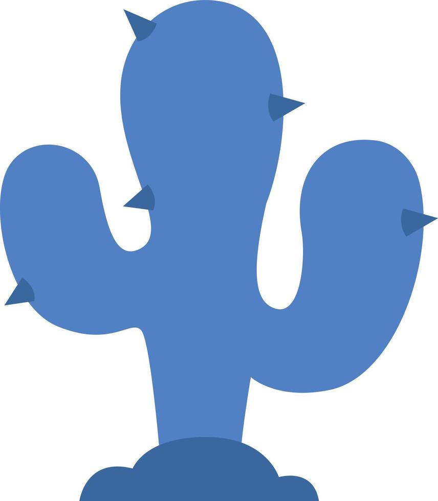Blue cactus, icon illustration, vector on white background