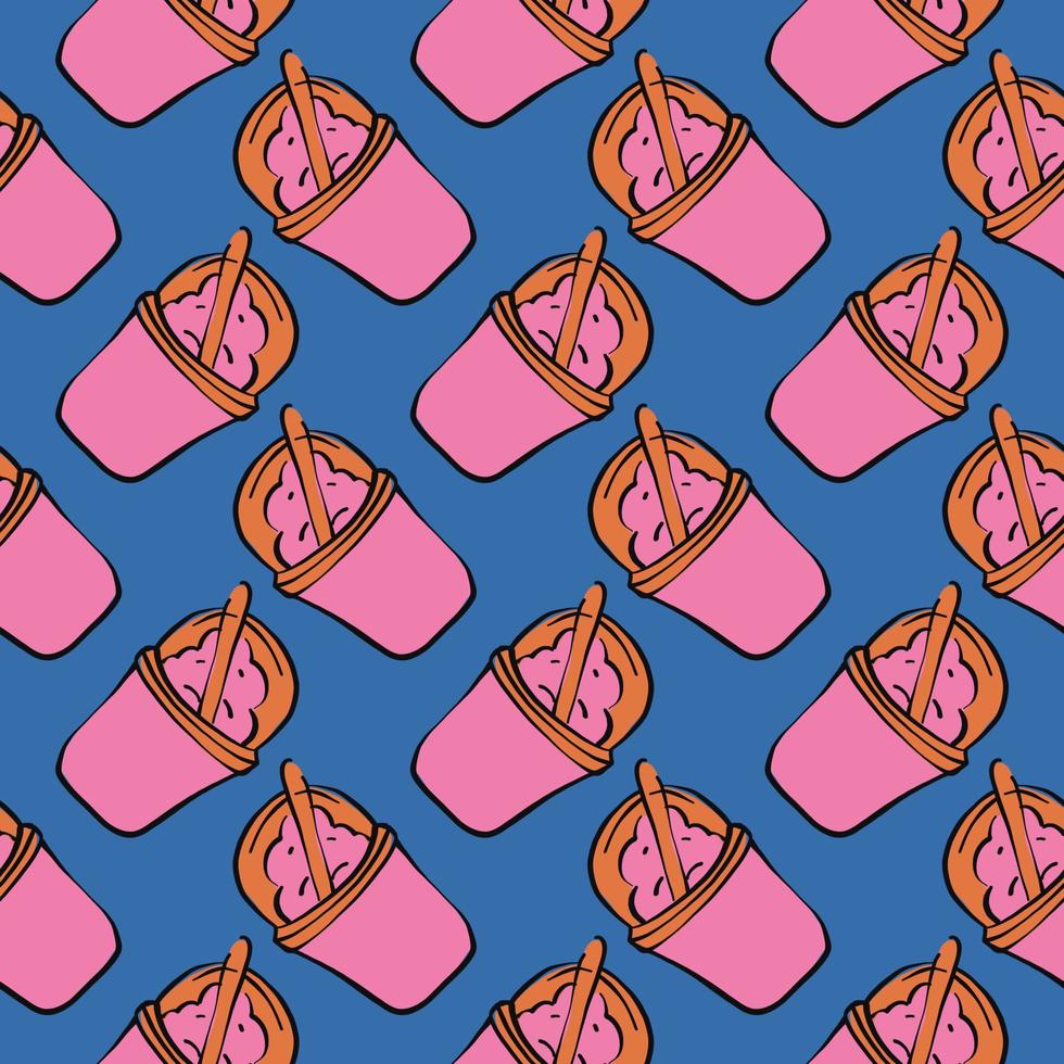 Pink smoothie,seamless pattern on purple background. vector