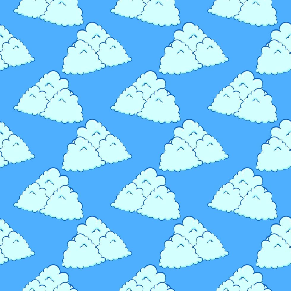 lindas nubes, patrón sin costuras en un fondo azul. vector