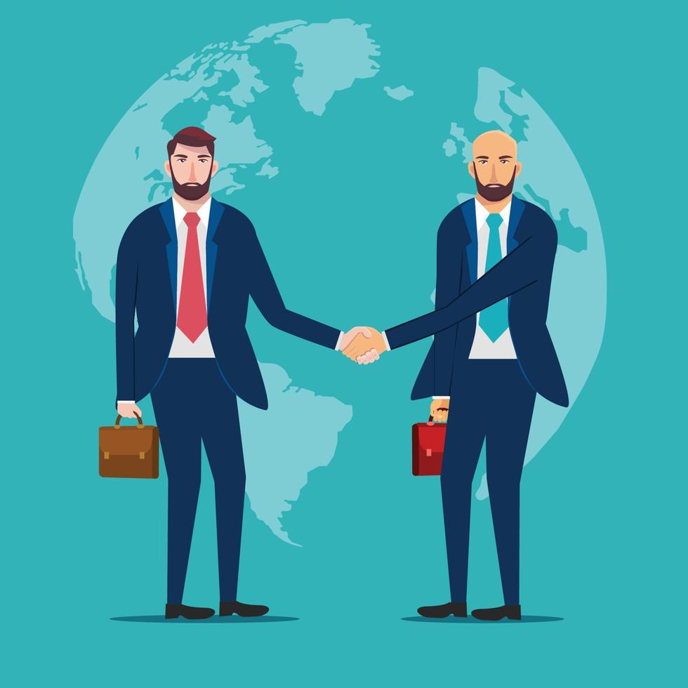 Business deal concept.Business deal handshake. Cooperation or partnership. Vector illustration.