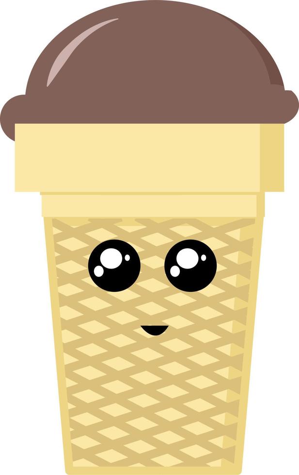 Chocolate ice cream, illustration, vector on white background.