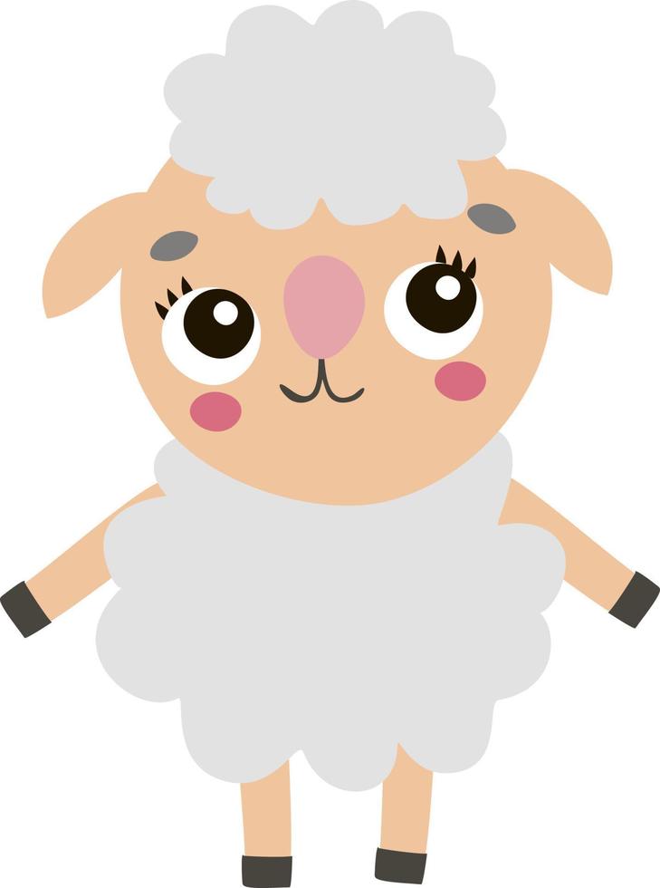 Cute sheep, illustration, vector on white background.