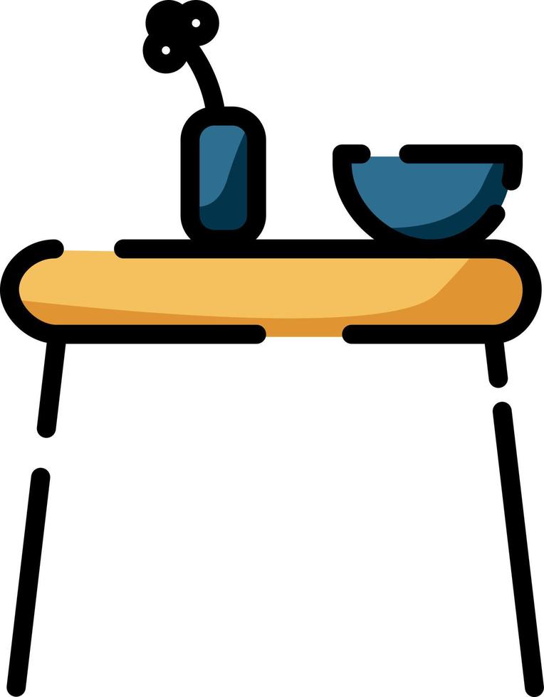 Yellow wooden table, illustration, vector on a white background.