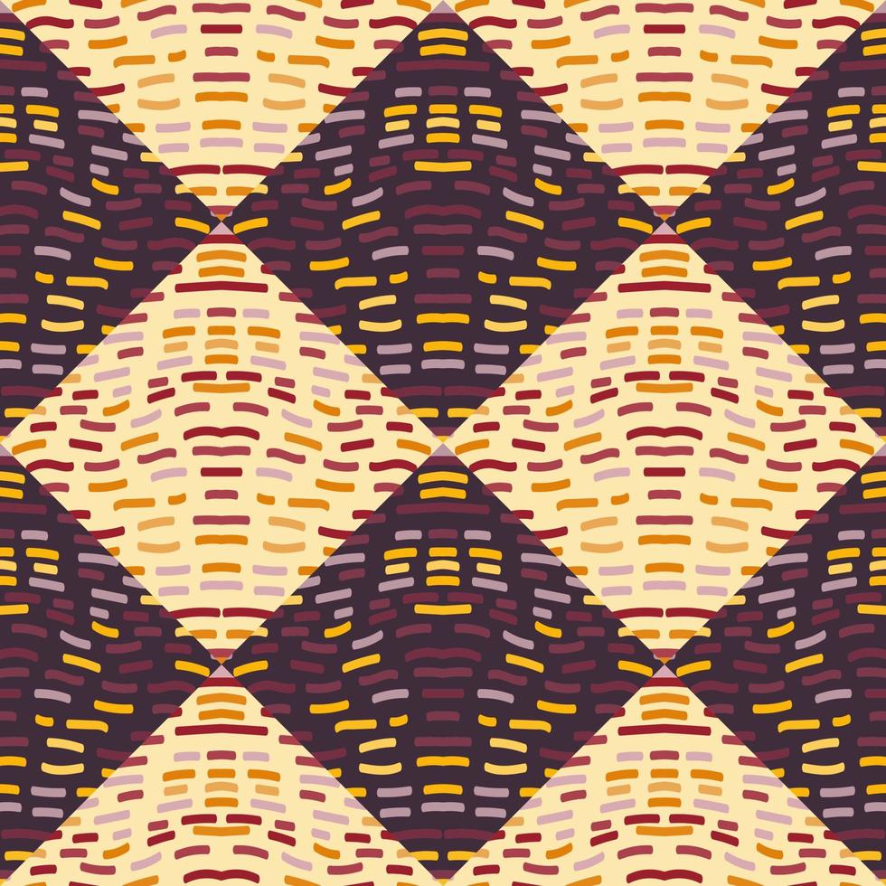 Hand drawn tribal lines mosaic vintage ornament. Abstract geometric ethnic tile. vector