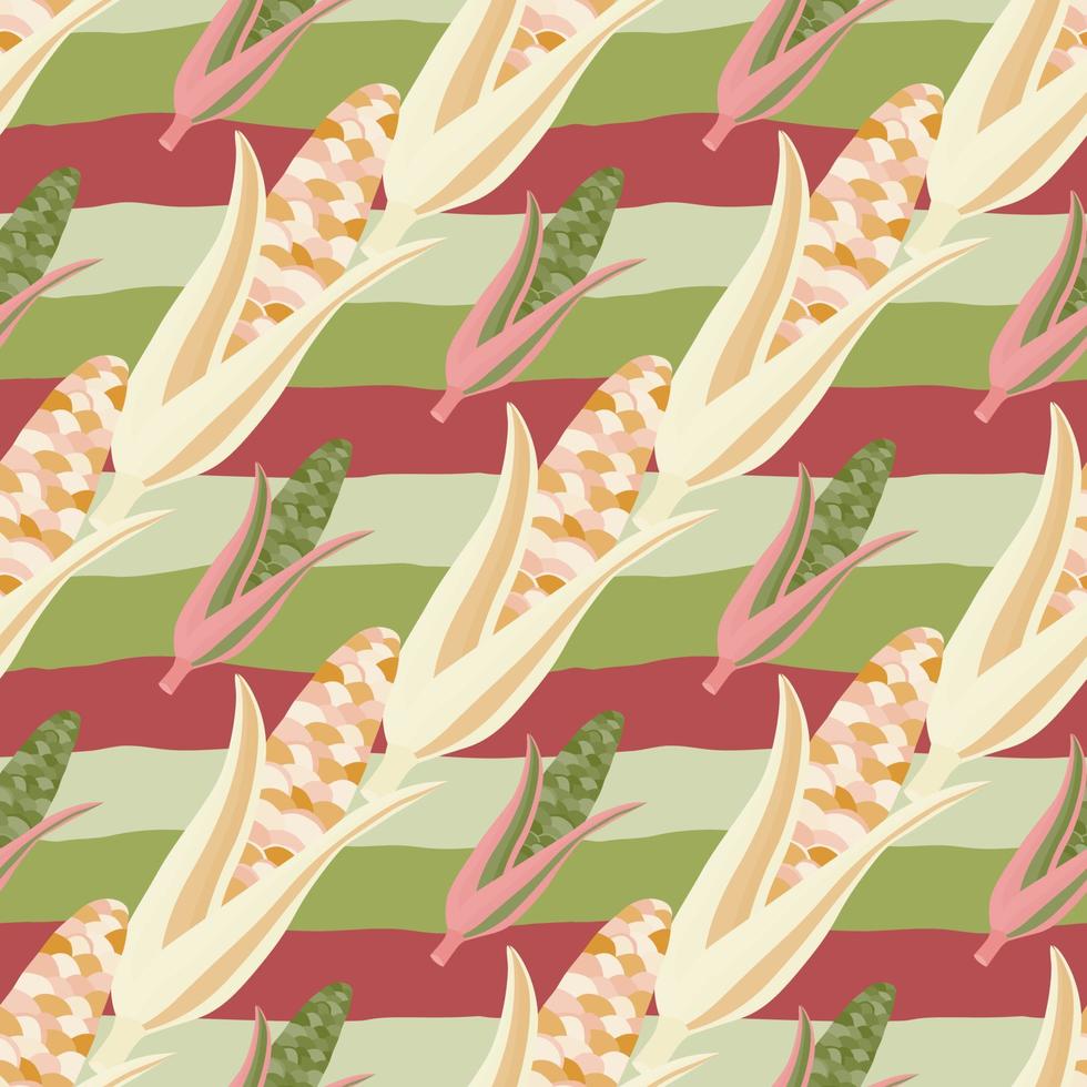 Corn plants seamless pattern. Corn cobs endless wallpaper. vector