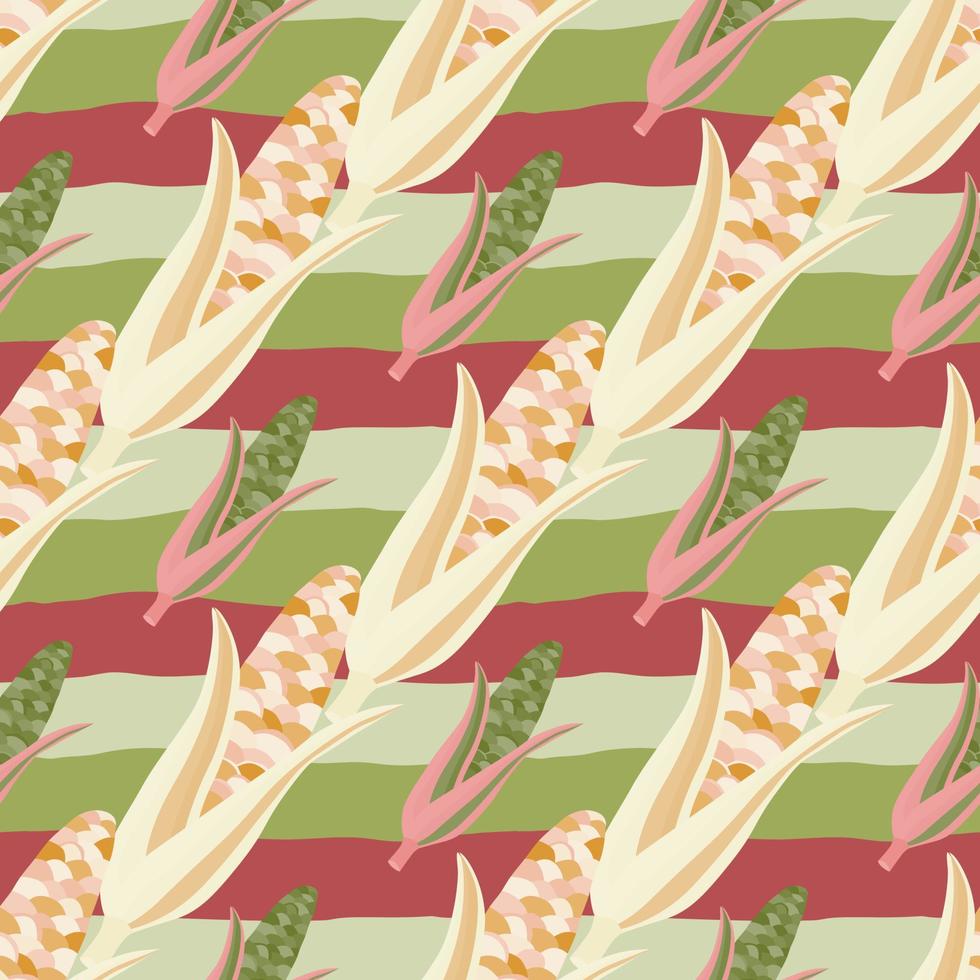 Corn plants seamless pattern. Corn cobs endless wallpaper. vector