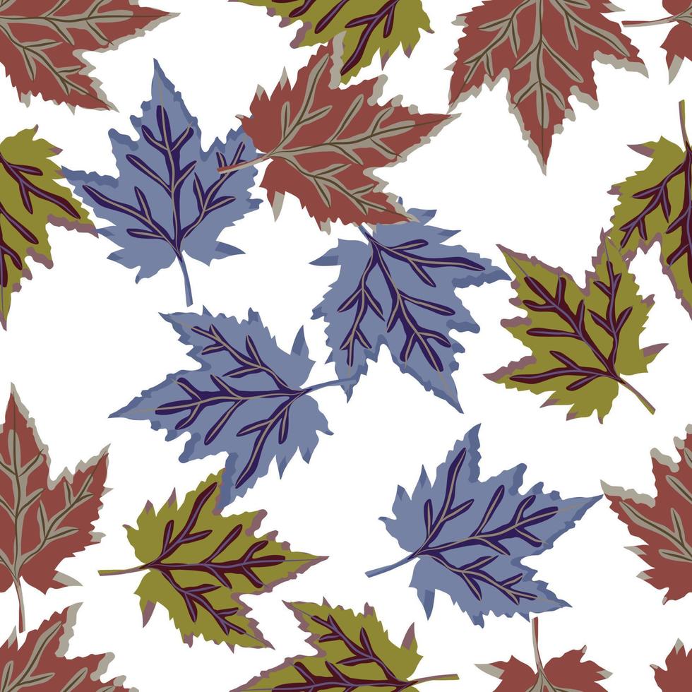 Abstract oak leaves seamless pattern. Maple foliage backdrop. vector
