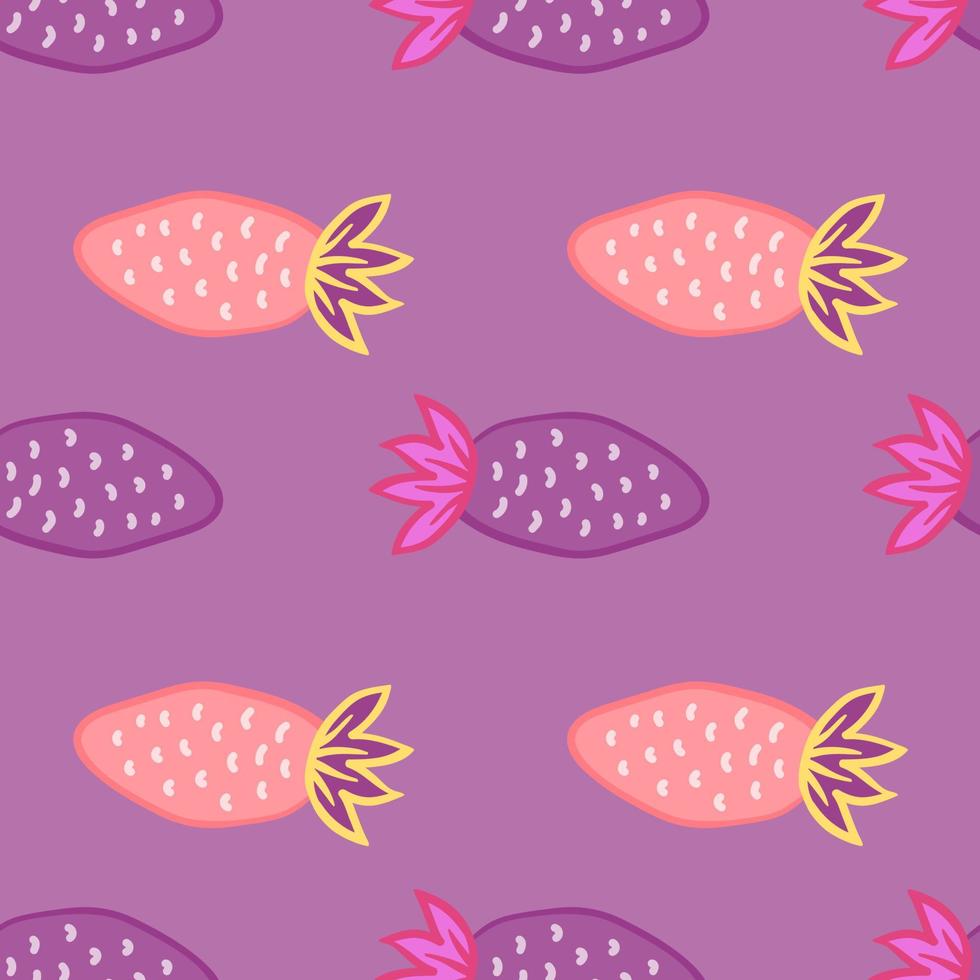 Hand drawn strawberries wallpaper.Doodle strawberry seamless pattern. Fruits backdrop. vector