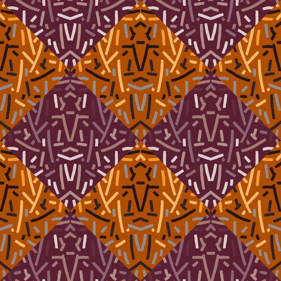 Creative tribal mosaic seamless pattern. Abstract geometric ethnic tile. Hand drawn lines vintage ornament. vector