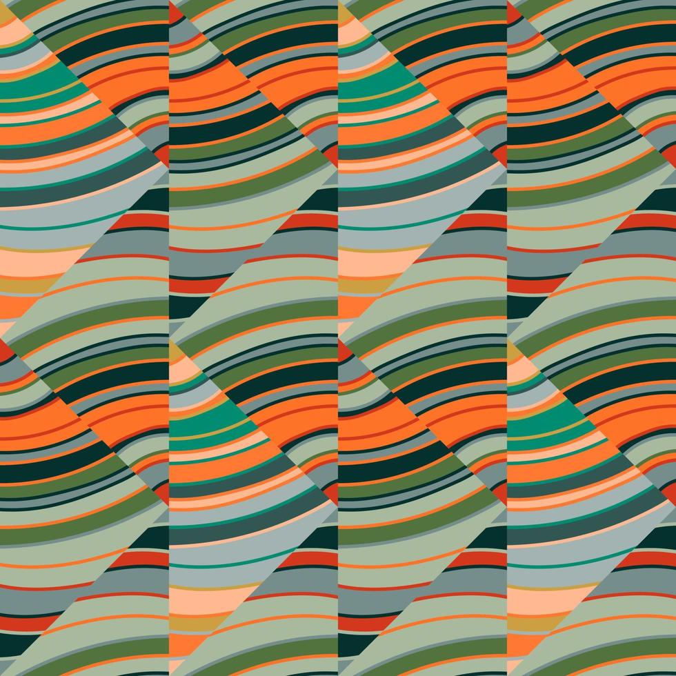 Wave mosaic seamless patern. Decorative lines wallpaper. Hand drawn linear geometric endless ornament. vector