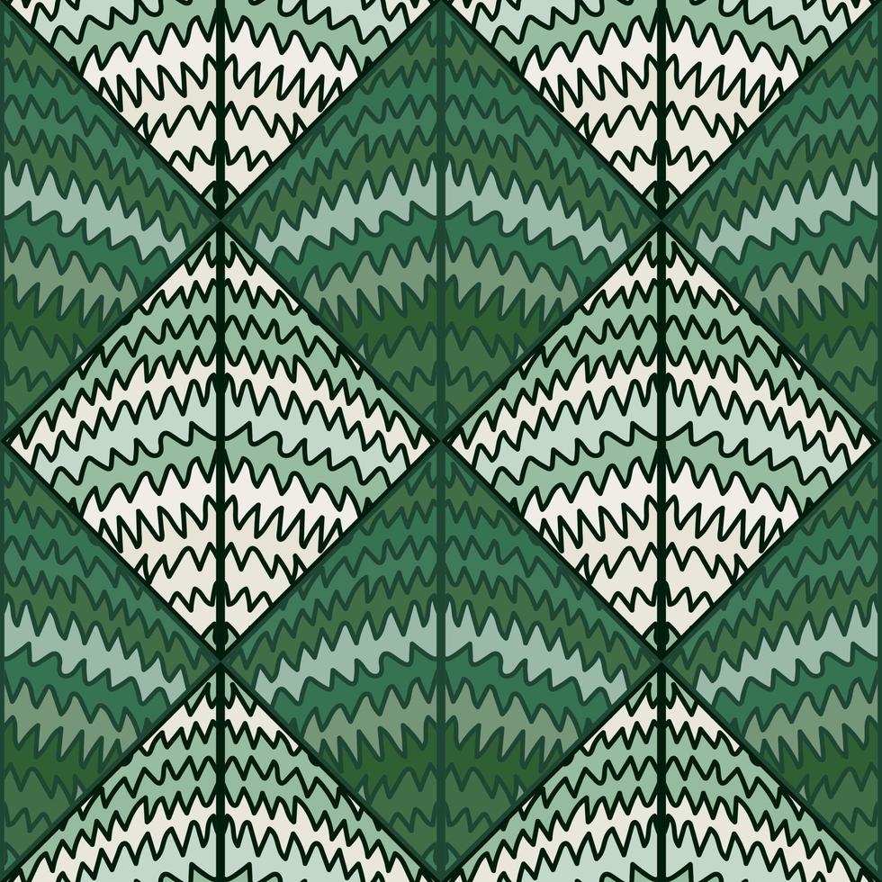 Abstract wave seamless pattern in doodle style. Hand drawn zig zag lines mosaic ornament. vector