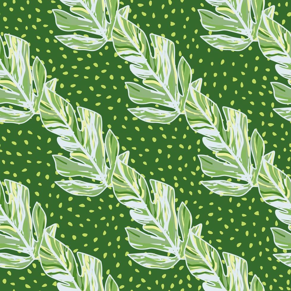 Creative tropical leaves seamless pattern in sketch style. Palm leaf endless floral background. vector