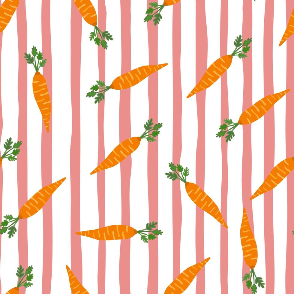 Hand drawn carrot seamless pattern. Doodle carrots wallpaper. vector