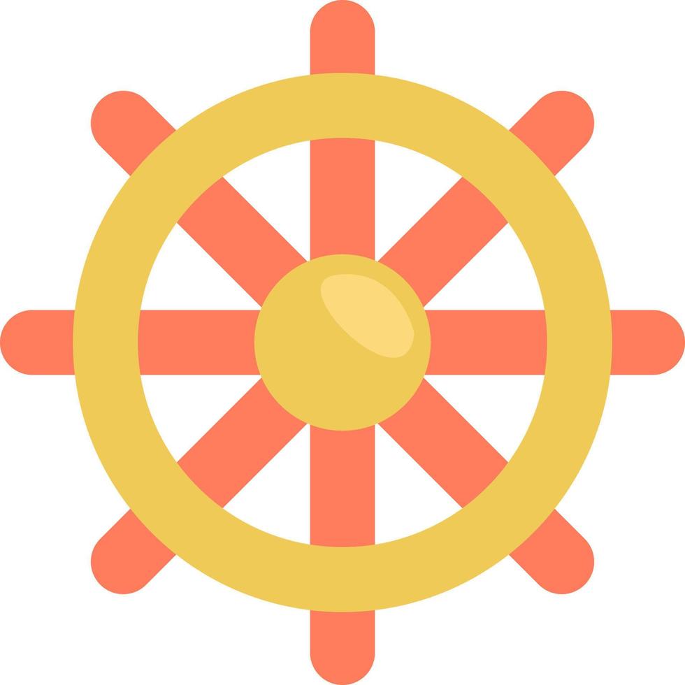 Ocean ship steering wheel, illustration, vector on a white background.