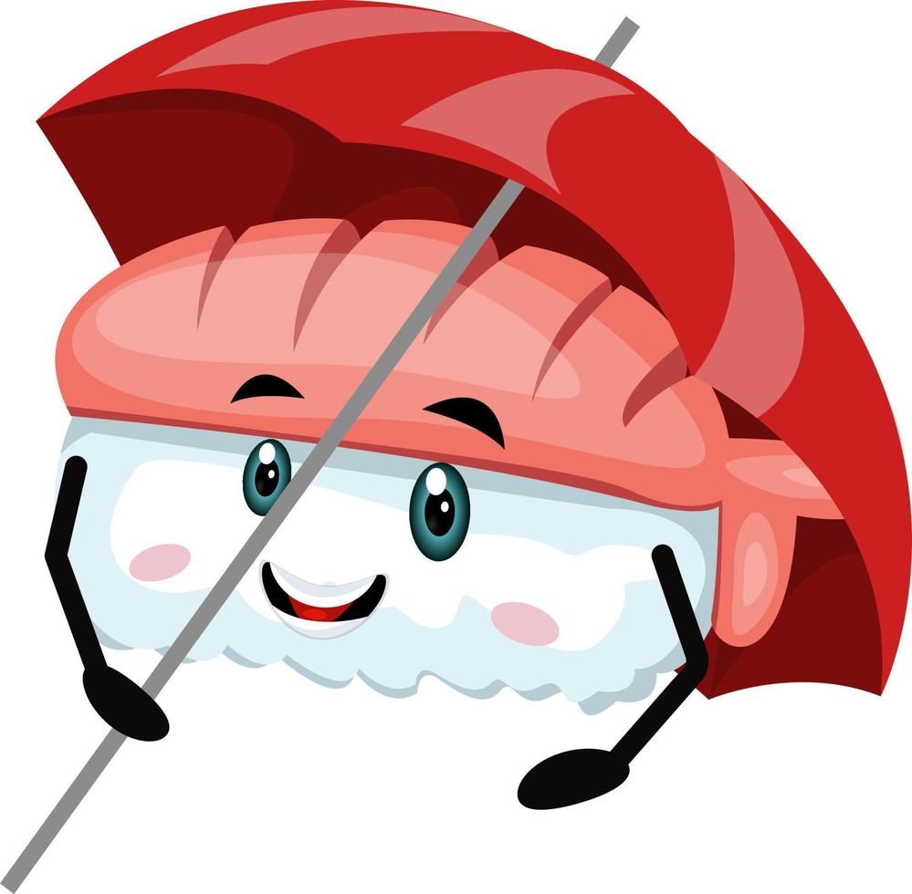 Sushi with umbrella, illustration, vector on white background.