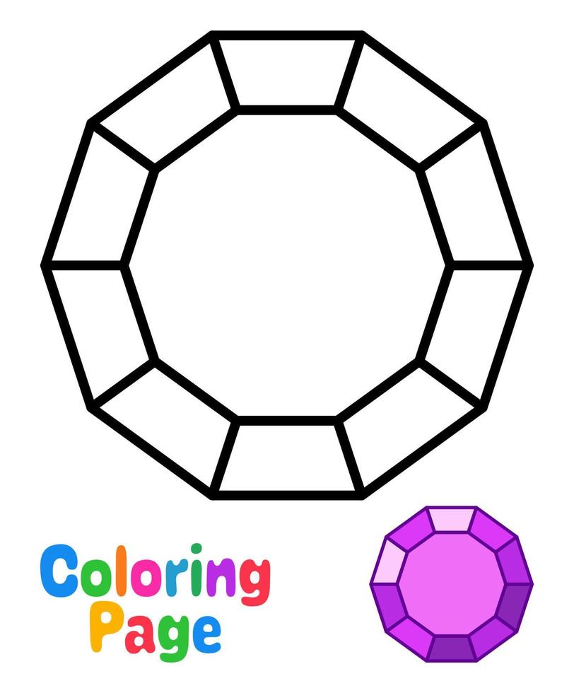 Coloring page with Gemstone for - Coloring Page With Gemstone For Kids Vector