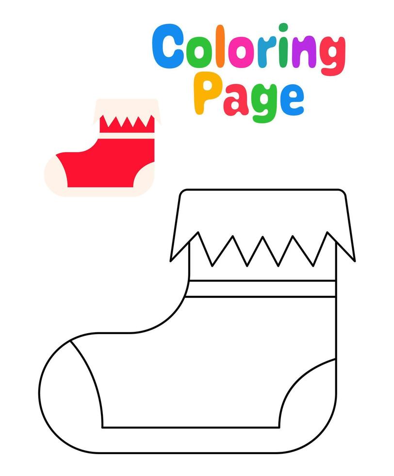 Coloring page with Elf shoe for kids vector